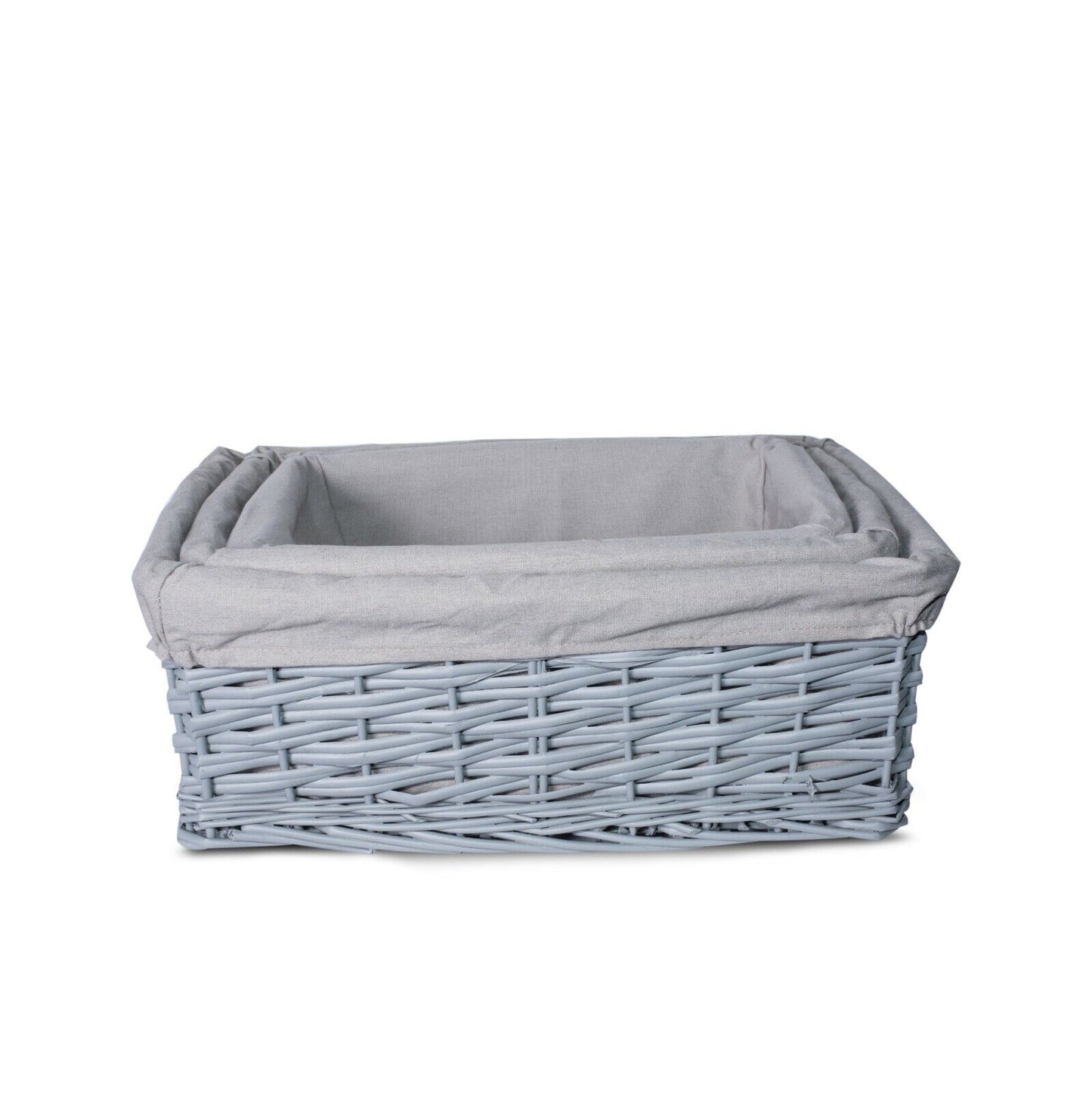 Grey Painted Three Sizes Available Wicker Storage Basket Shelf Organization Gift