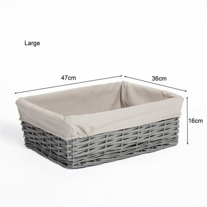 Grey Painted Three Sizes Available Wicker Storage Basket Shelf Organization Gift