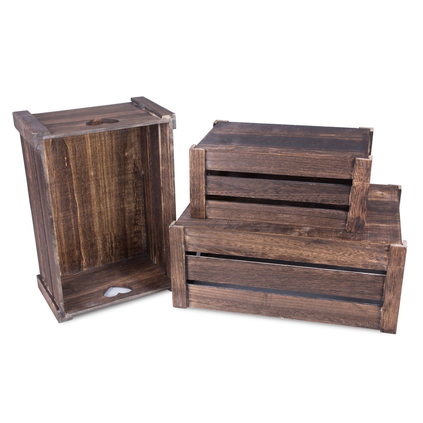 Lovely Brown Wooden Crates Storage Rack Shelves Christmas Eve Gift Hamper Box