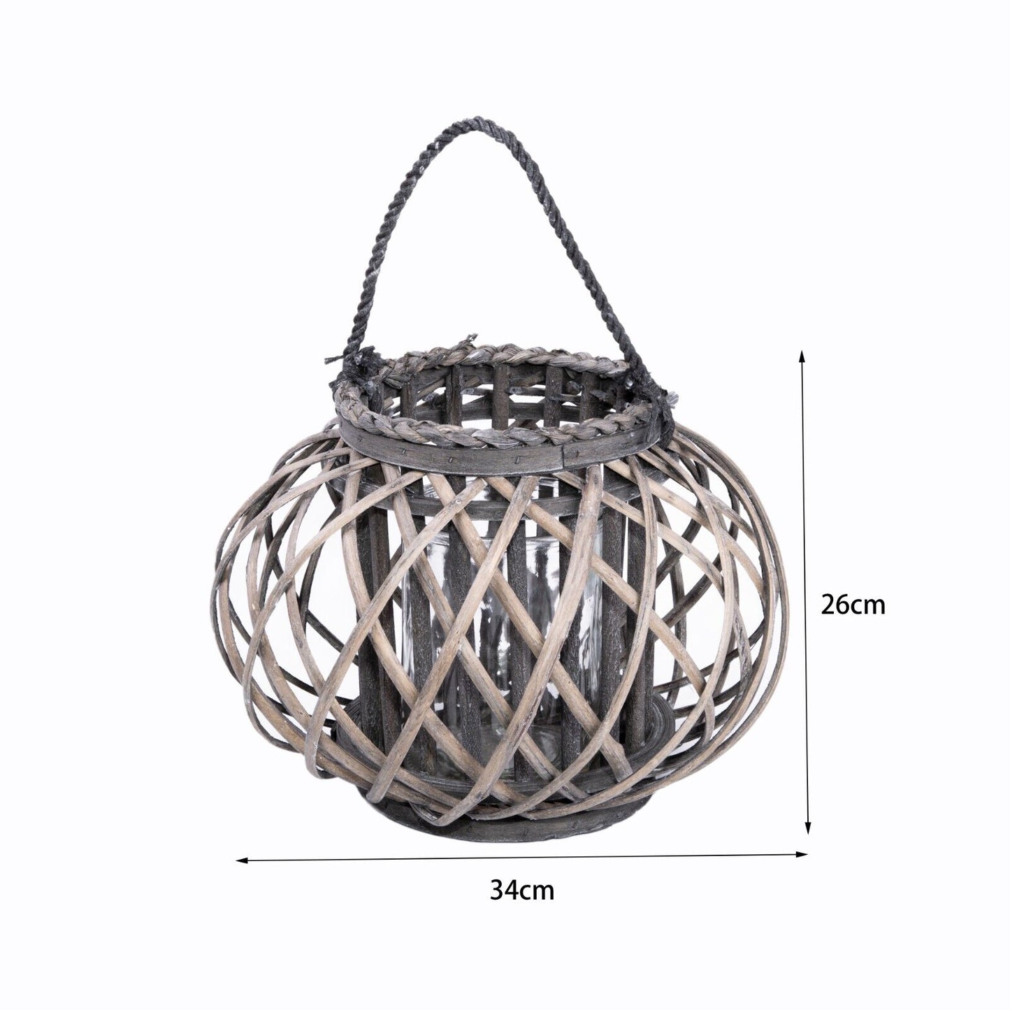 Wicker Lantern With Candle Holder Garden Lightning Table Light Rattan Lamp