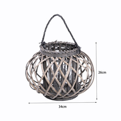 Wicker Lantern With Candle Holder Garden Lightning Table Light Rattan Lamp