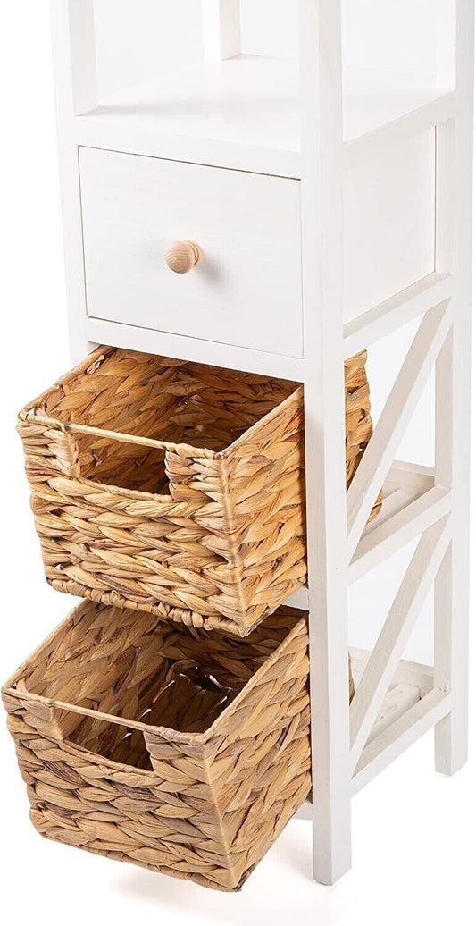 BH Storage Drawer Units with Water Hyacinth Storage Basket Bathroom