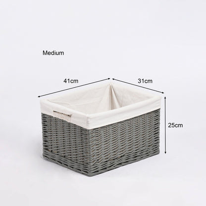 Grey Natural Wicker Storage Basket Toys Storage Wardrobe Organizer Nursery Room