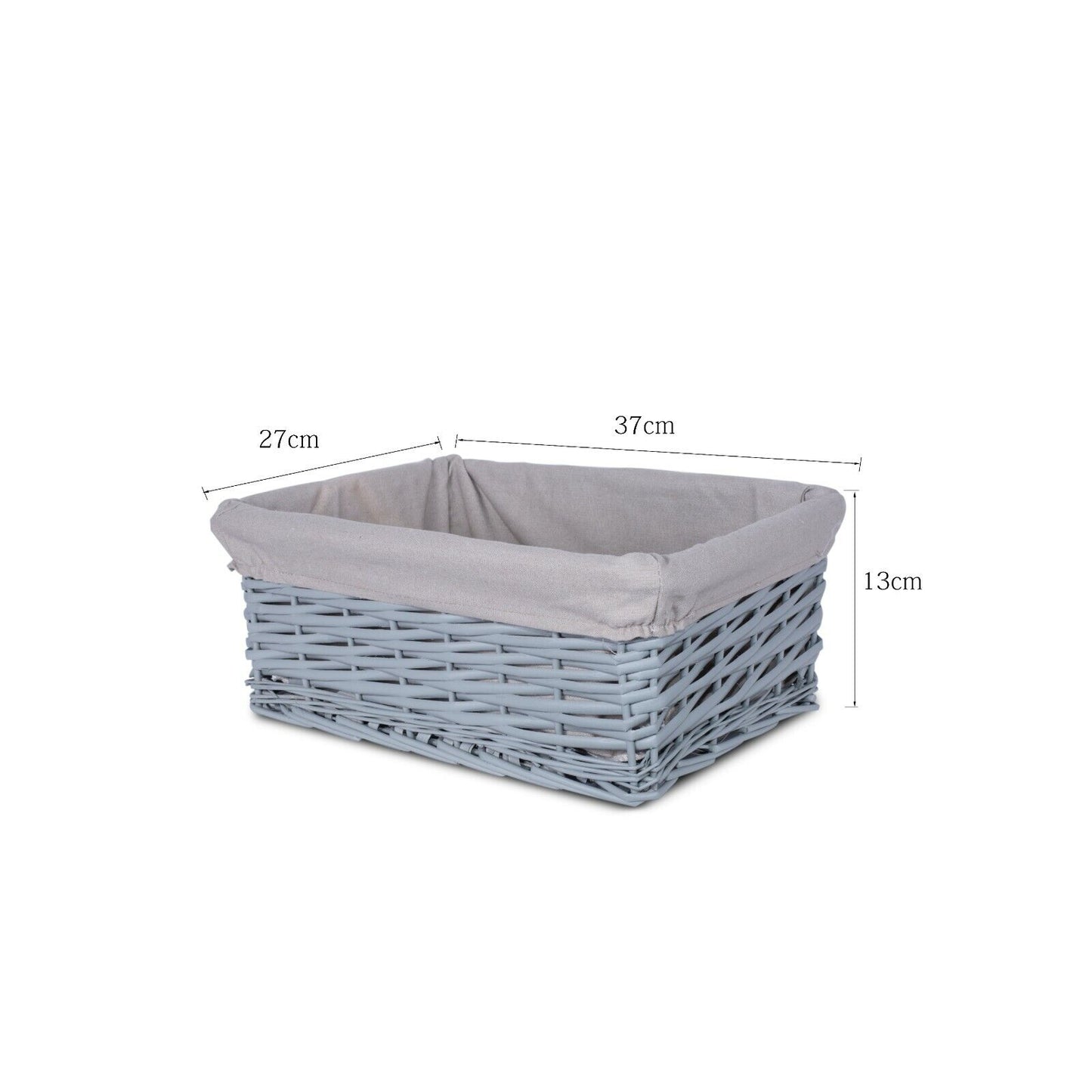 Grey Painted Three Sizes Available Wicker Storage Basket Shelf Organization Gift