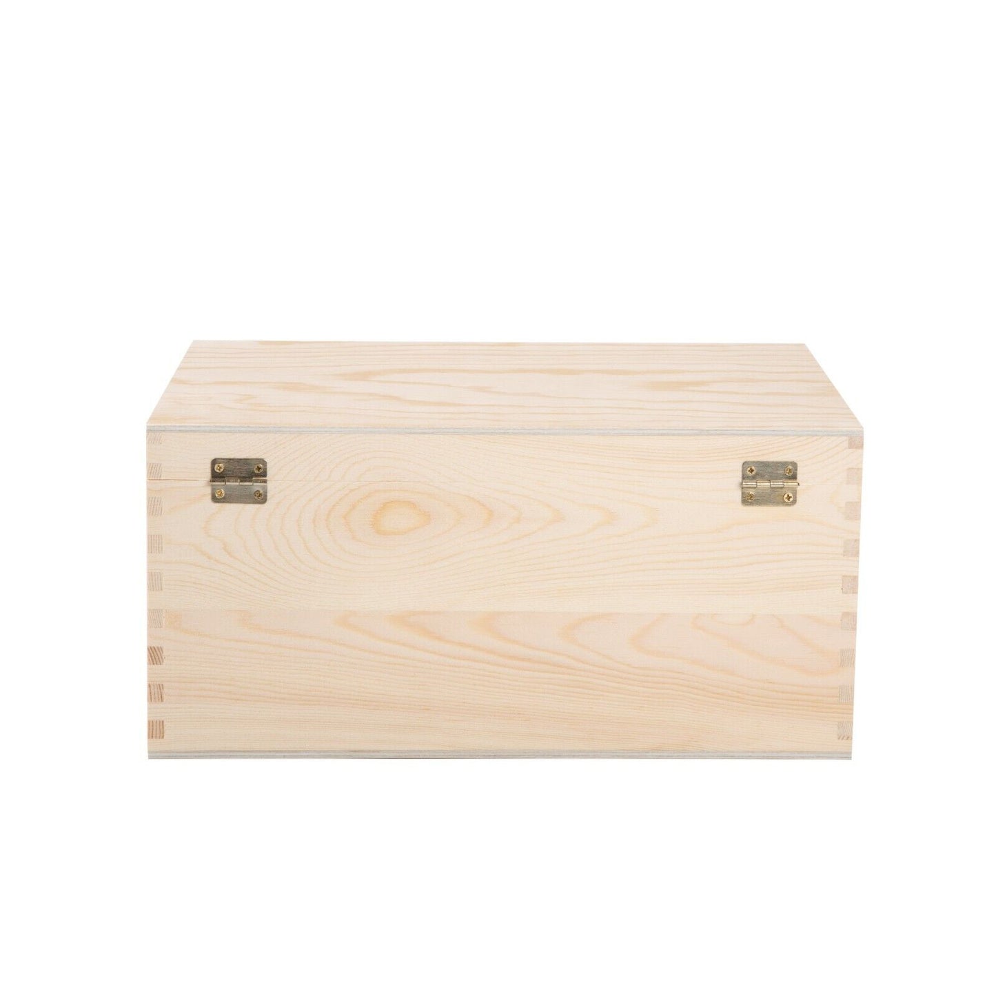 Natural Finish Wooden Storage Box DIY Crate With Hinged Lid And Locking Clasp