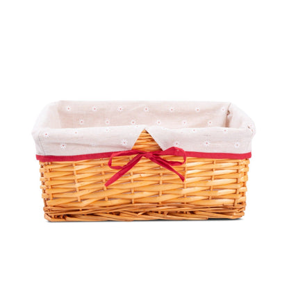 Red Lined Honey Wicker Trays Retail Display Hampers