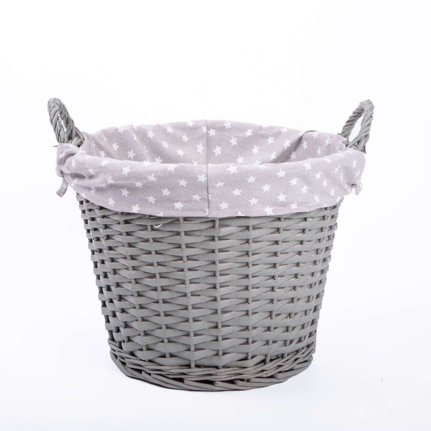 Grey Painted Open Storage Wicker Basket With Liner Laundry Toys Baby Nursery Box