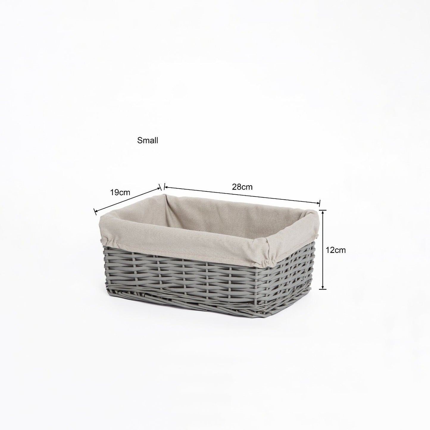 Grey Painted Wicker Storage Basket Shelf Organization Gift Hamper Bathroom