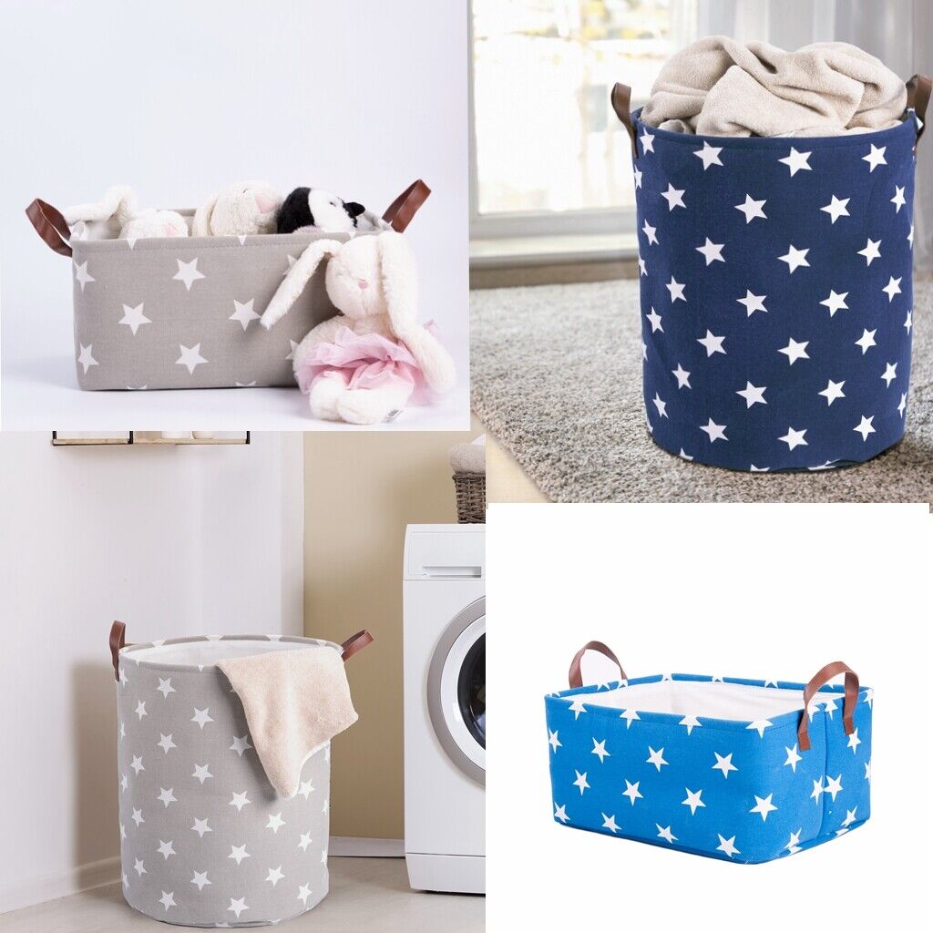 Star Pattern Fabric Laundry Hamper Laundry Bag Storage Box Wardrobe Organizer