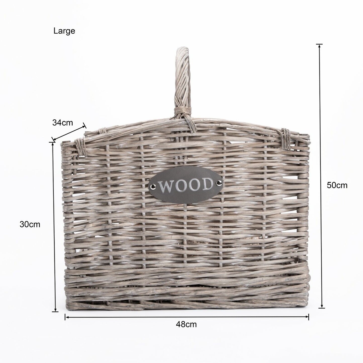 Large Grey Washed Wicker Fireside Heavy Duty Log Basket