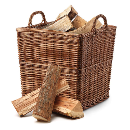 Durable Natural Wicker Open Storage Basket with two handles Blanket basket Bedroom pillow basket Fireside Log Basket