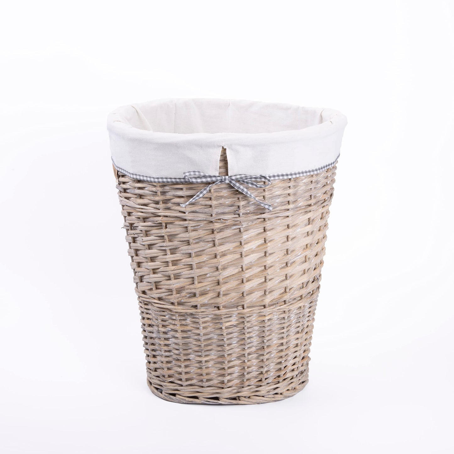 Wicker Laundry Basket Hamper With Cotton Liner Drawstring Close Bathroom Storage